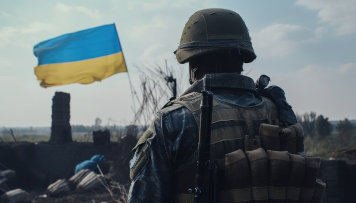 appia institute ukrainian soldier and flag